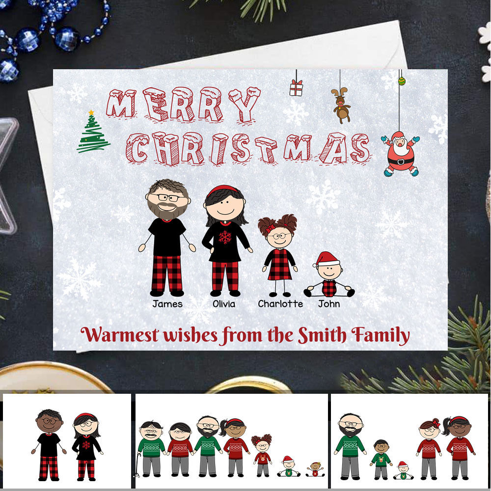 Family Personalize Postcard - Christmas Gift - Christmas Postcard - Merry Christmas