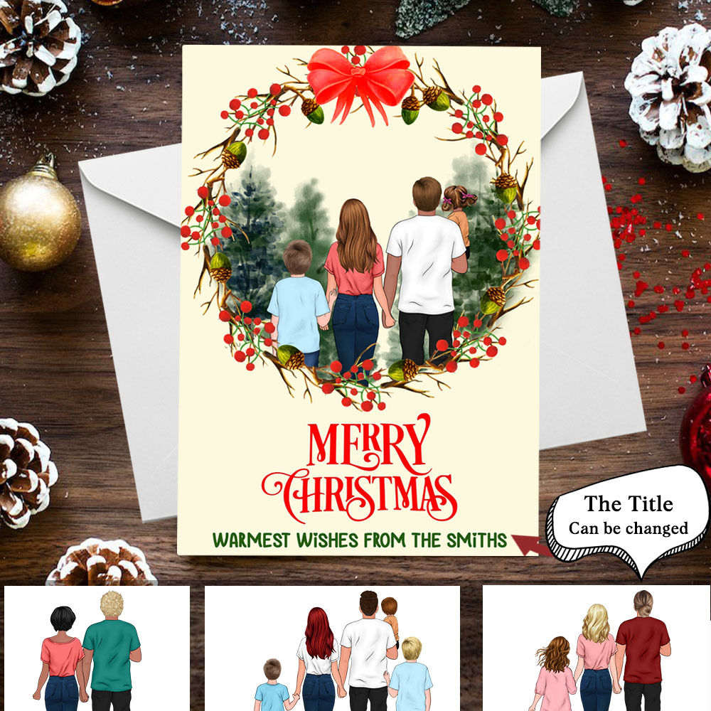 Family Personalize Postcard - Christmas Gift - Christmas Card - Merry Christmas warmest wishes from the Smiths