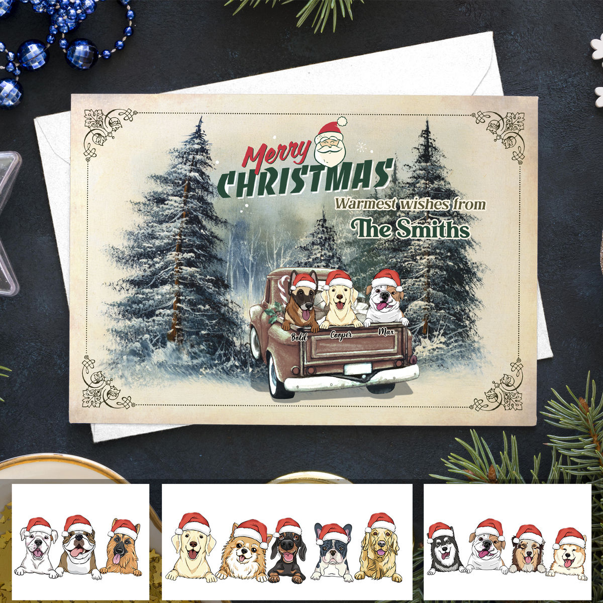 Christmas Gift - Christmas Card - Merry Christmas! Warmest wishes from (Vintage V2)