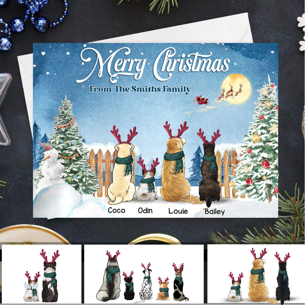 Dogs Personalize Postcard - Christmas Gift - Christmas Card - Merry Christmas
