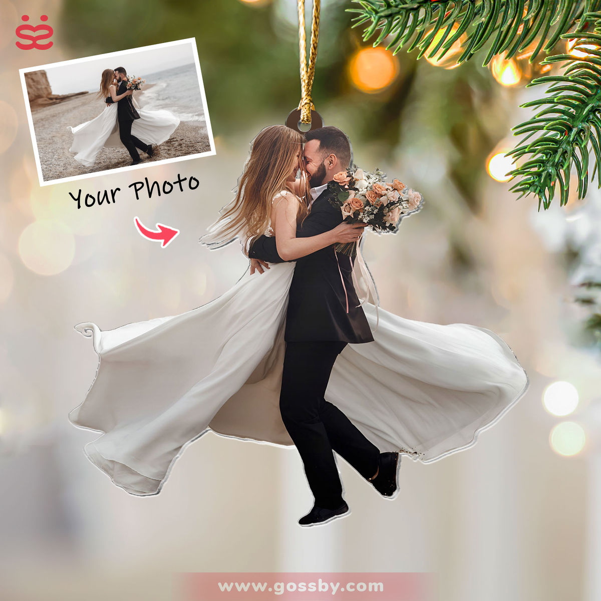 Custom Ornament from Photo - Wedding Gift - Gift for Couple - Couple Photo Gifts