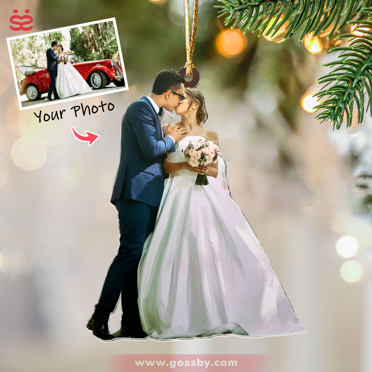 Photo Background Removal - Custom Ornament from Photo - Wedding Gift - Gift for Couple - Couple Photo Gifts_2