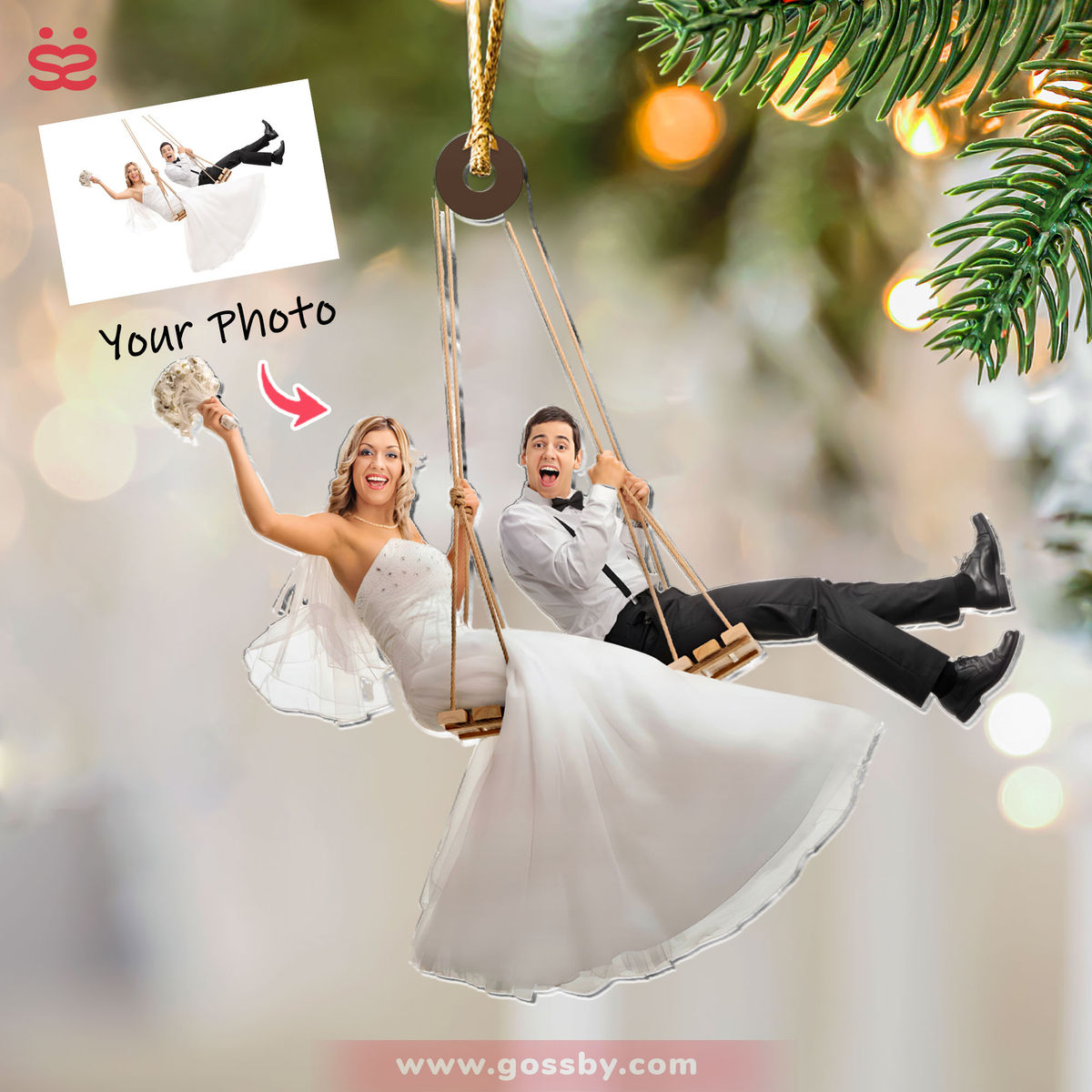 Custom Ornament from Photo - Wedding Gift - Gift for Couple - Couple Photo Gifts