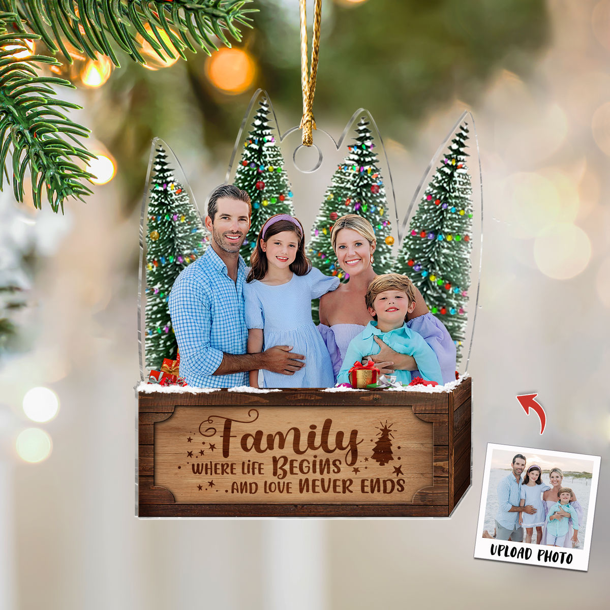 Photo Ornament - Xmas 2024 - Family Where Life Begins and Love Never Ends - Custom Ornament from Photo, Christmas Gifts for Family_2