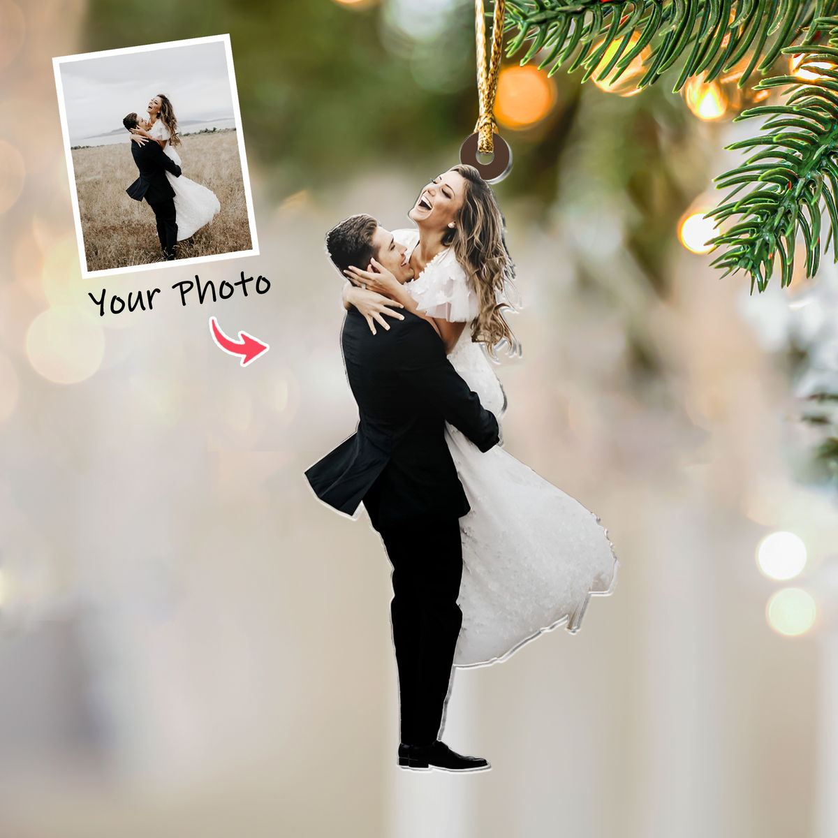 Photo Background Removal - Custom Ornament from Photo - Wedding Photo Ornament - Couple Photo Gifts, Valentine's Day Gifts_3