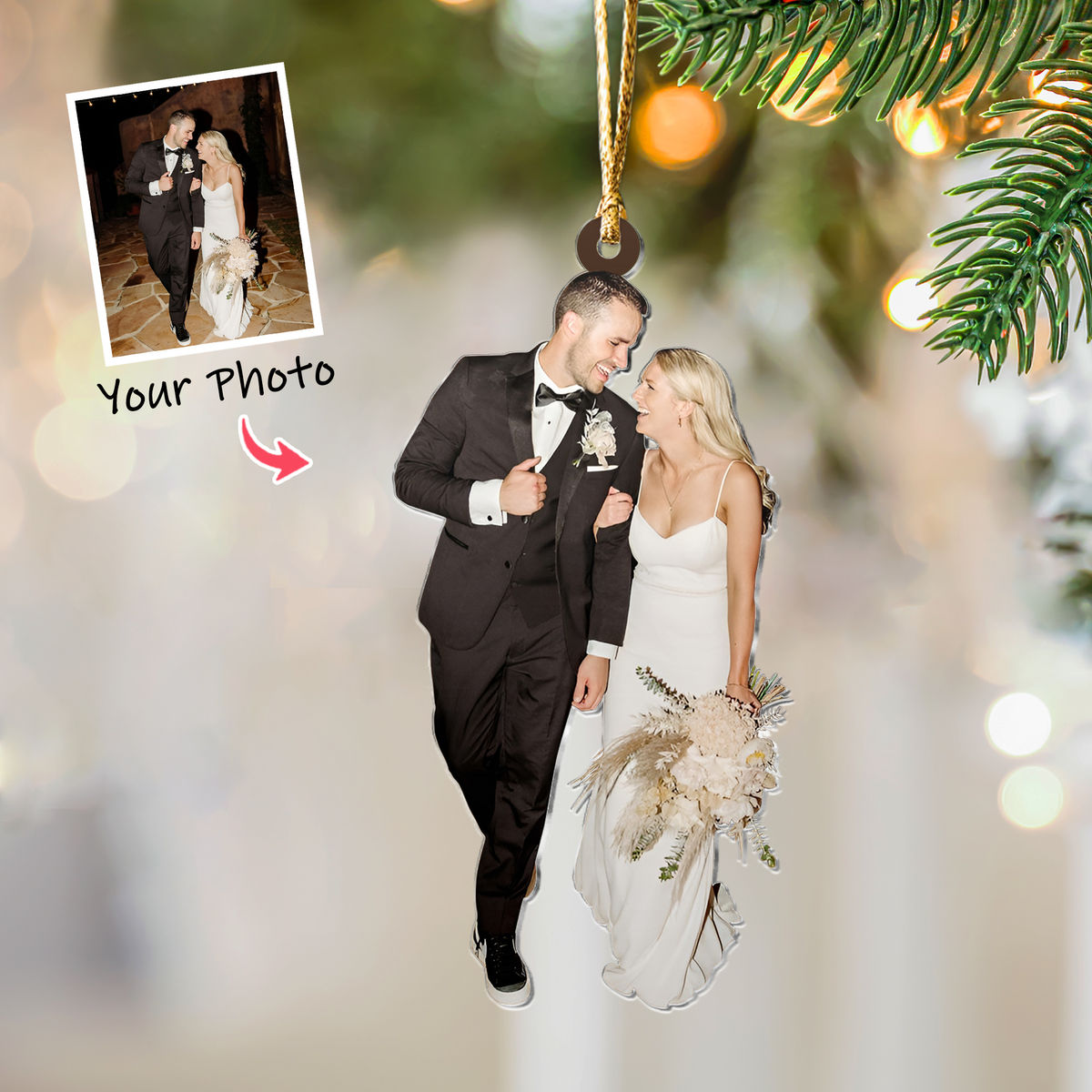 Photo Background Removal - Custom Ornament from Photo - Wedding Ornament - Couple Photo Gifts, Valentine's Day Gifts_2