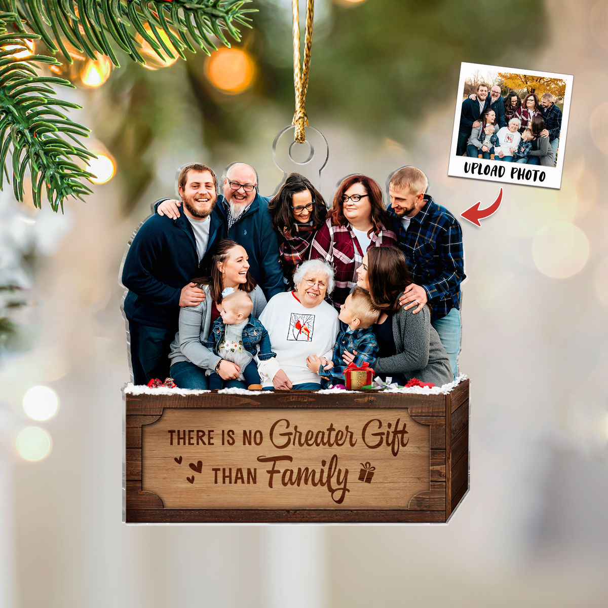 Photo Ornament - Xmas 2024 - There Is No Greater Gift Than Family  - Customized Your Photo Ornament - Christmas Gifts for Family