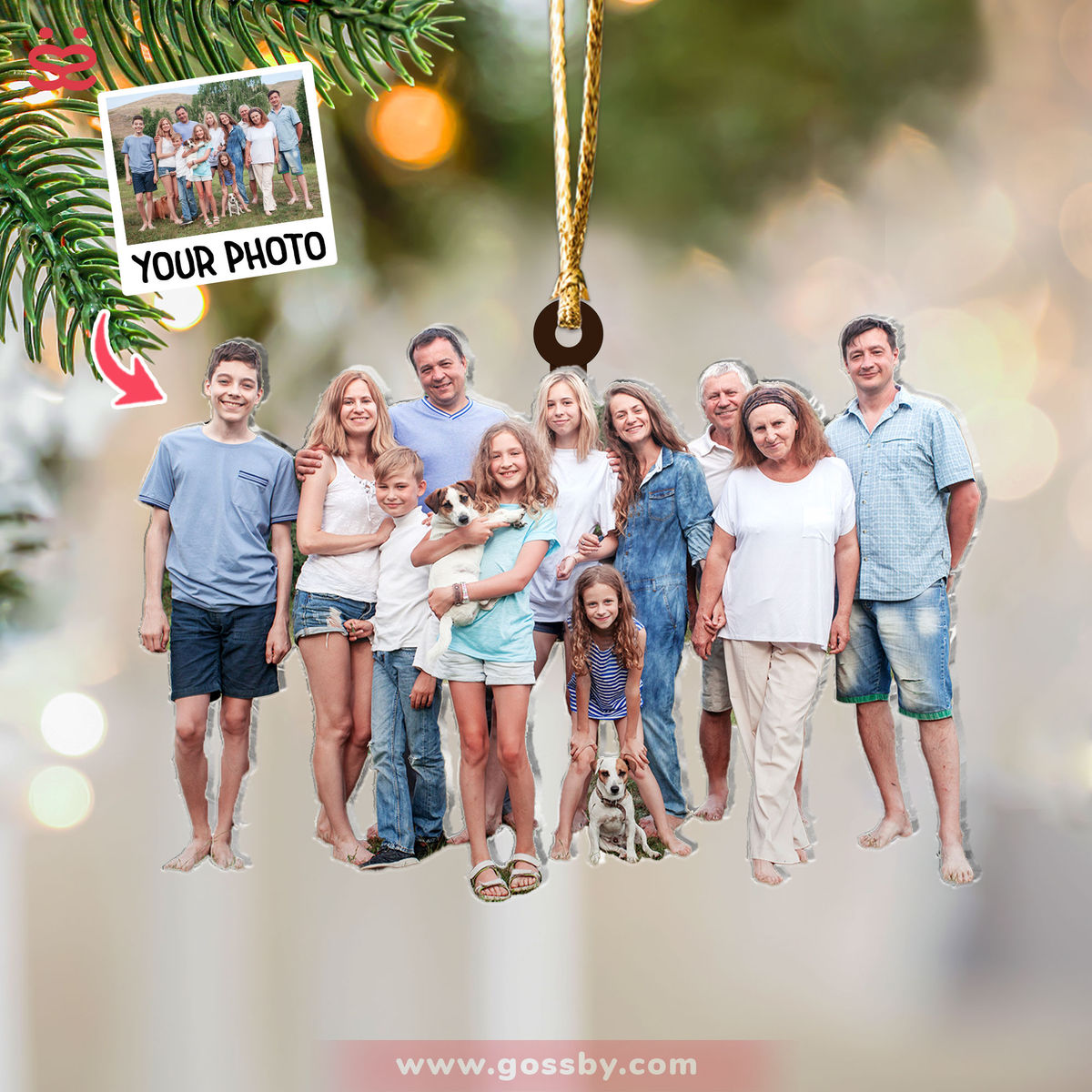 Photo Background Removal - Custom Ornament from Photo - Gift for Family - Family on Sofa - N_3