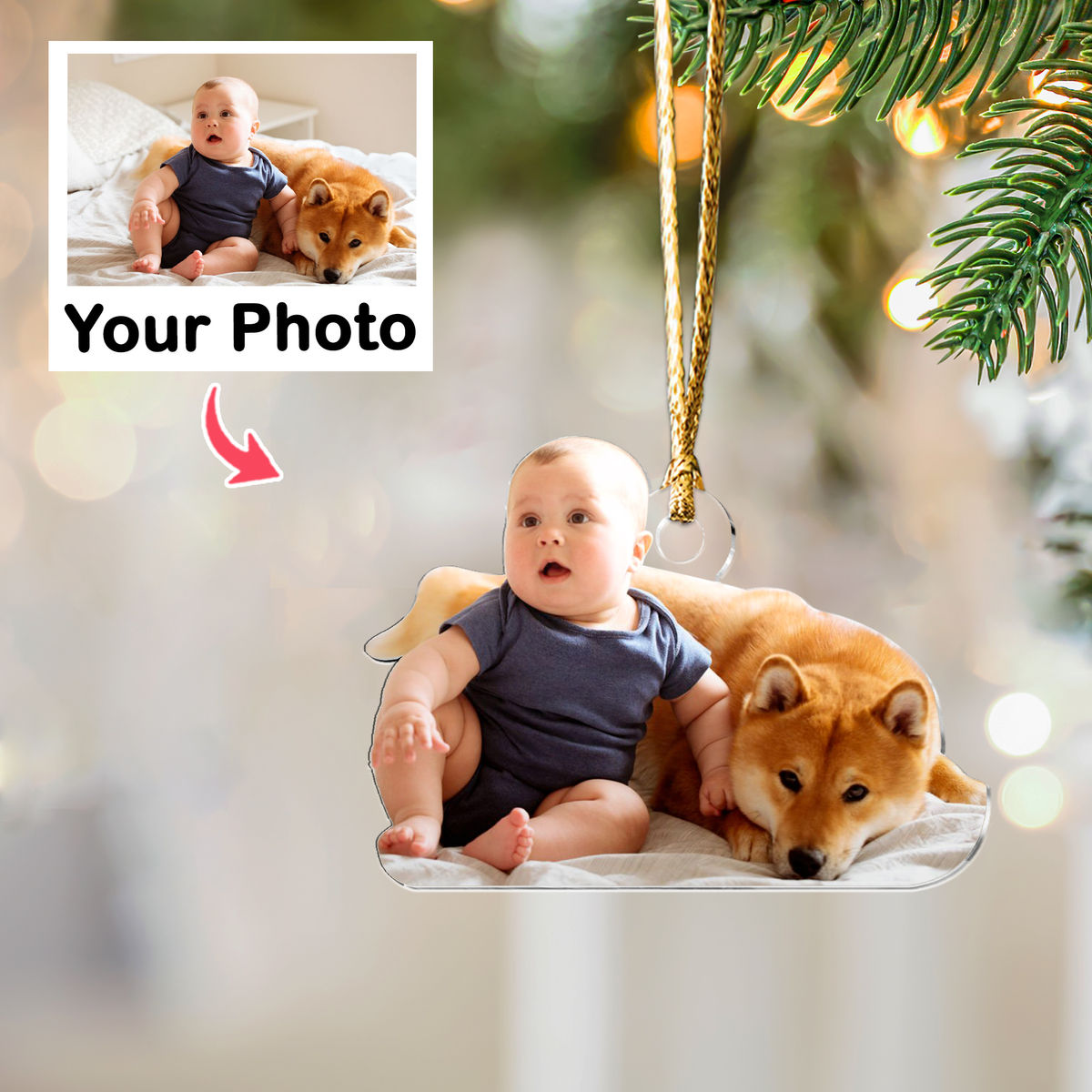 Photo Background Removal - Custom Ornament from Photo - Pet and Baby Ornament from Photo - T2_3