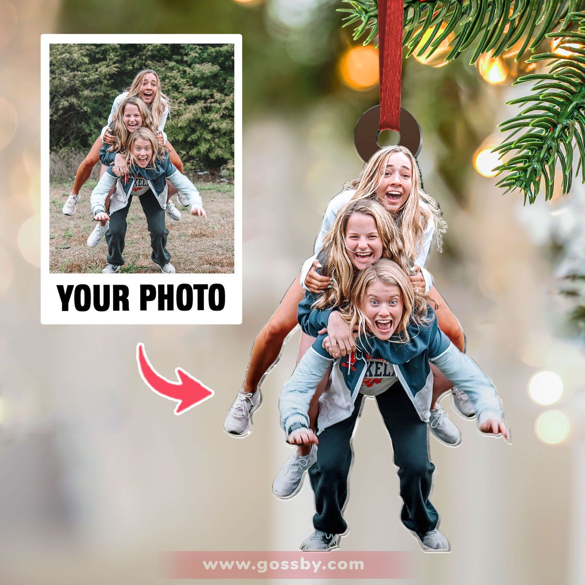 Photo Background Removal - Custom Christmas Photo Ornament - Christmas Gift for Women, Men, Couple, Friends, Sisters, Coworkers_2