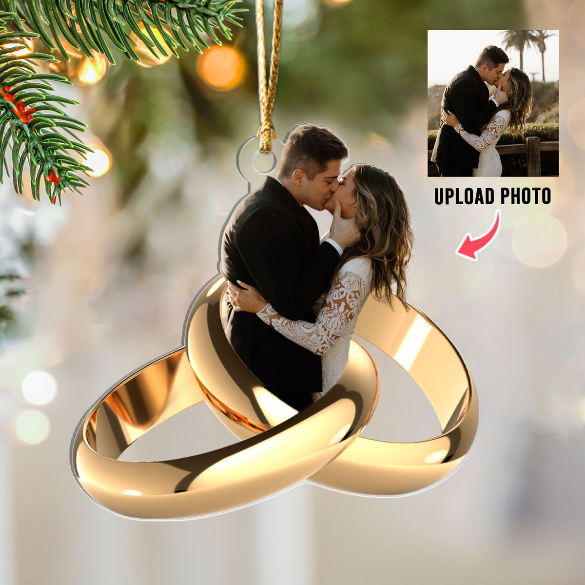 Photo Background Removal - Customized Your Photo Ornaments - Gift for Women - Couple Rings - Couple Photo Gifts, Anniversary, Christmas Gifts for Couple