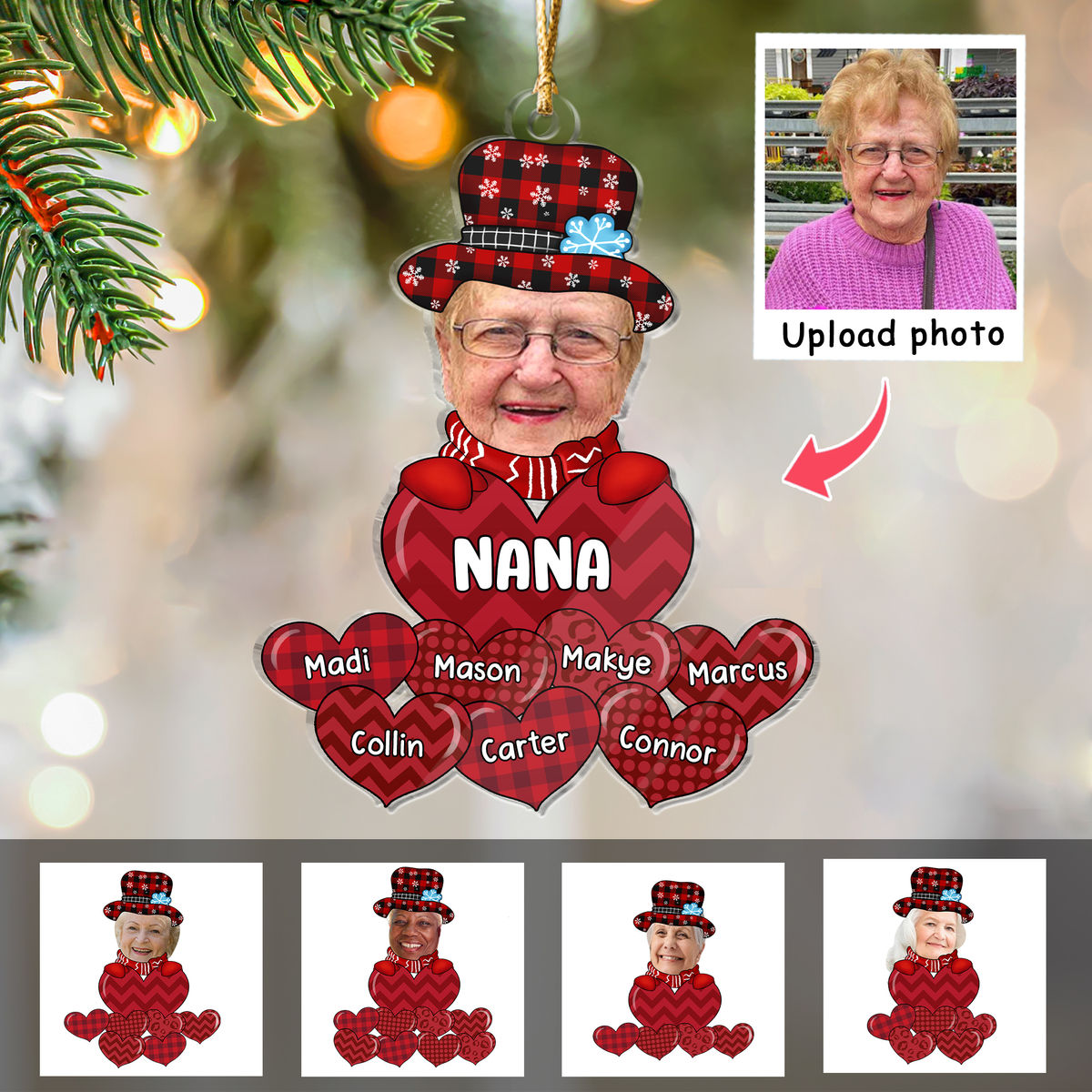 Custom Ornament from Photo - Gift for Grandma - Nana Heart - Christmas Gifts for Grandma