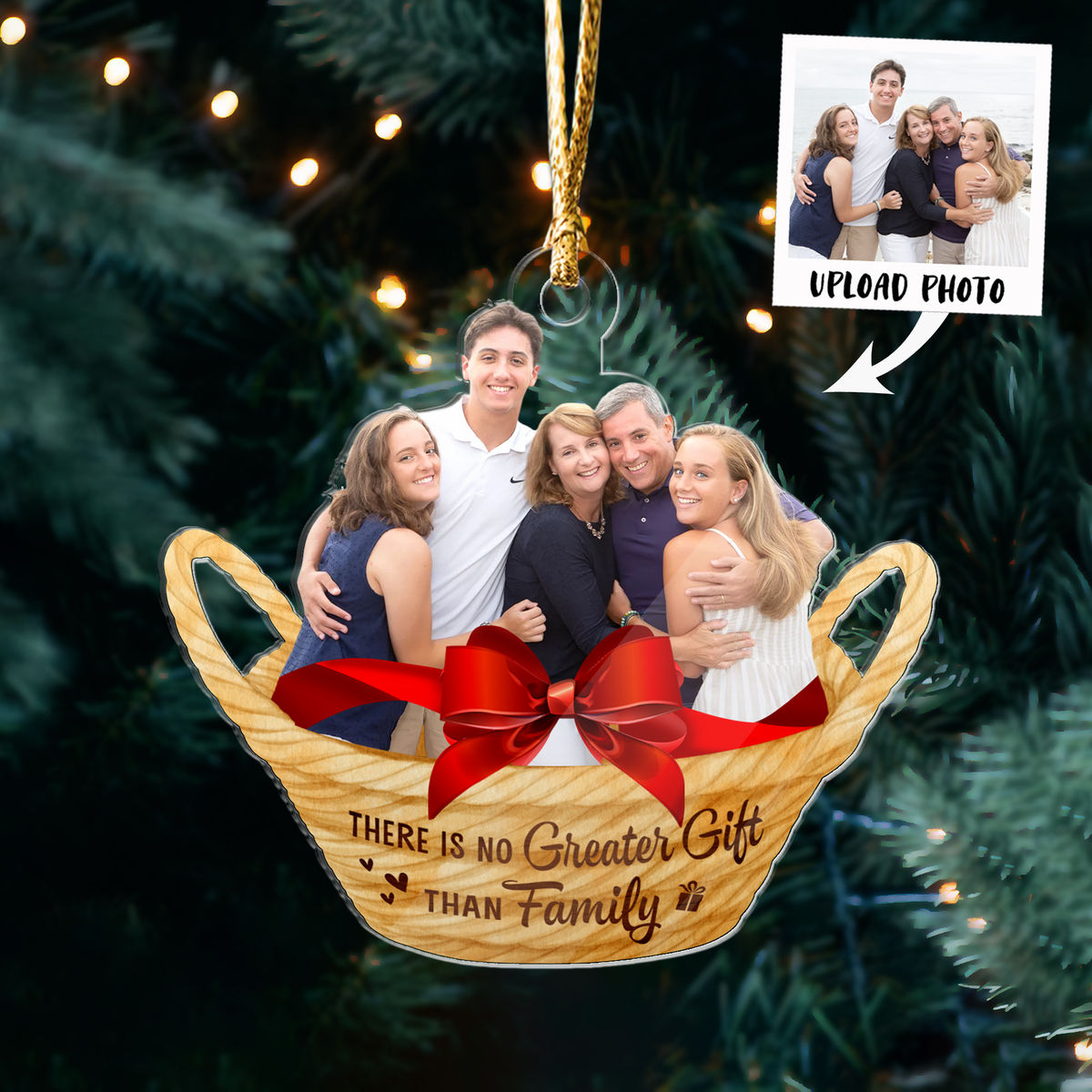 Xmas 2024 - There Is No Greater Gift Than Family  - Custom Ornament from Photo, Christmas Gifts For Family