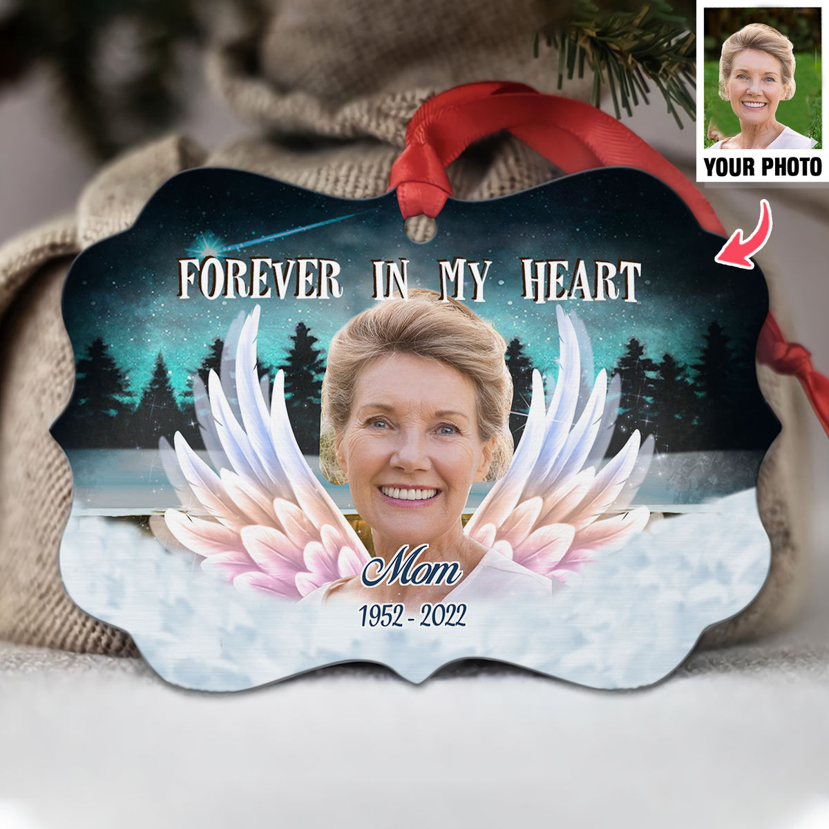 Family Memorial Ornament - Forever In My Heart - Custom Ornament from Photo - Christmas Gifts For Family_1