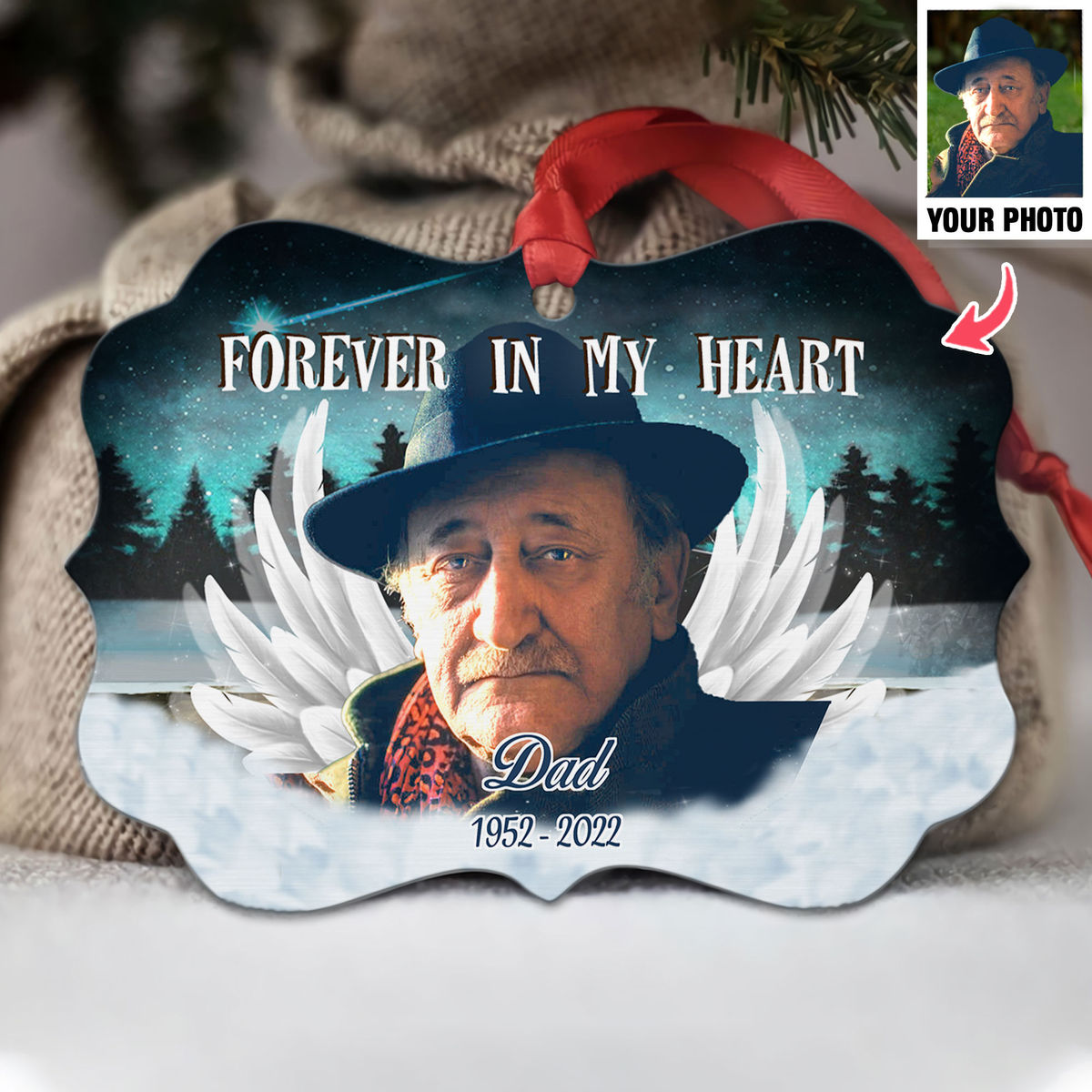 Family Memorial Ornament - Forever In My Heart - Custom Ornament from Photo - Christmas Gifts For Family
