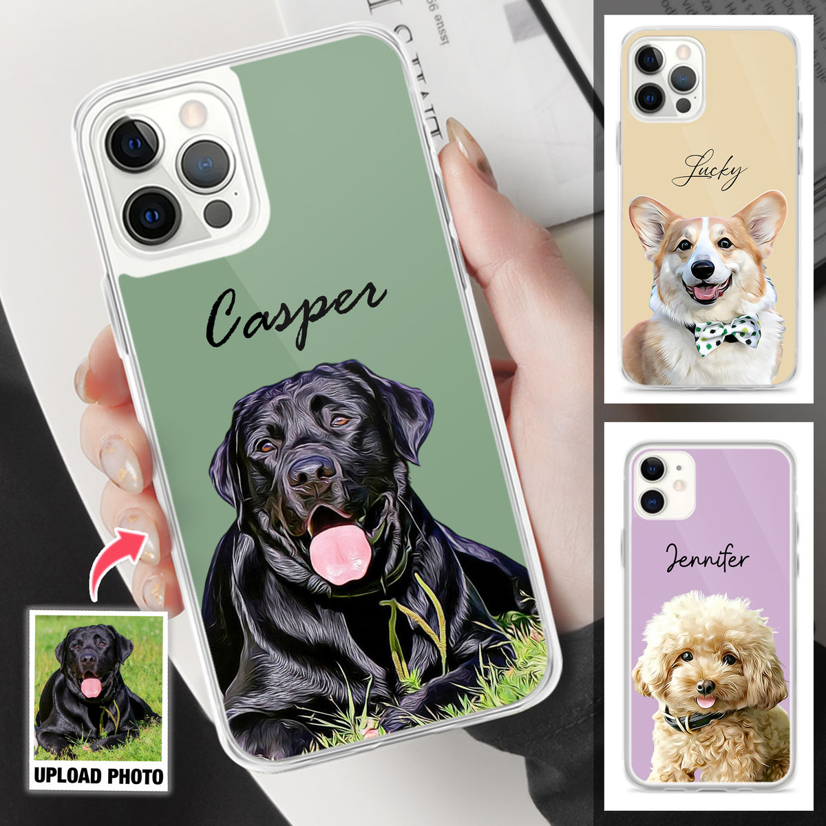 iPhone Case - Pet Lover Gifts - Dog Portrait - Digital Oil Painting - Christmas Gifts, Custom Photo Gifts