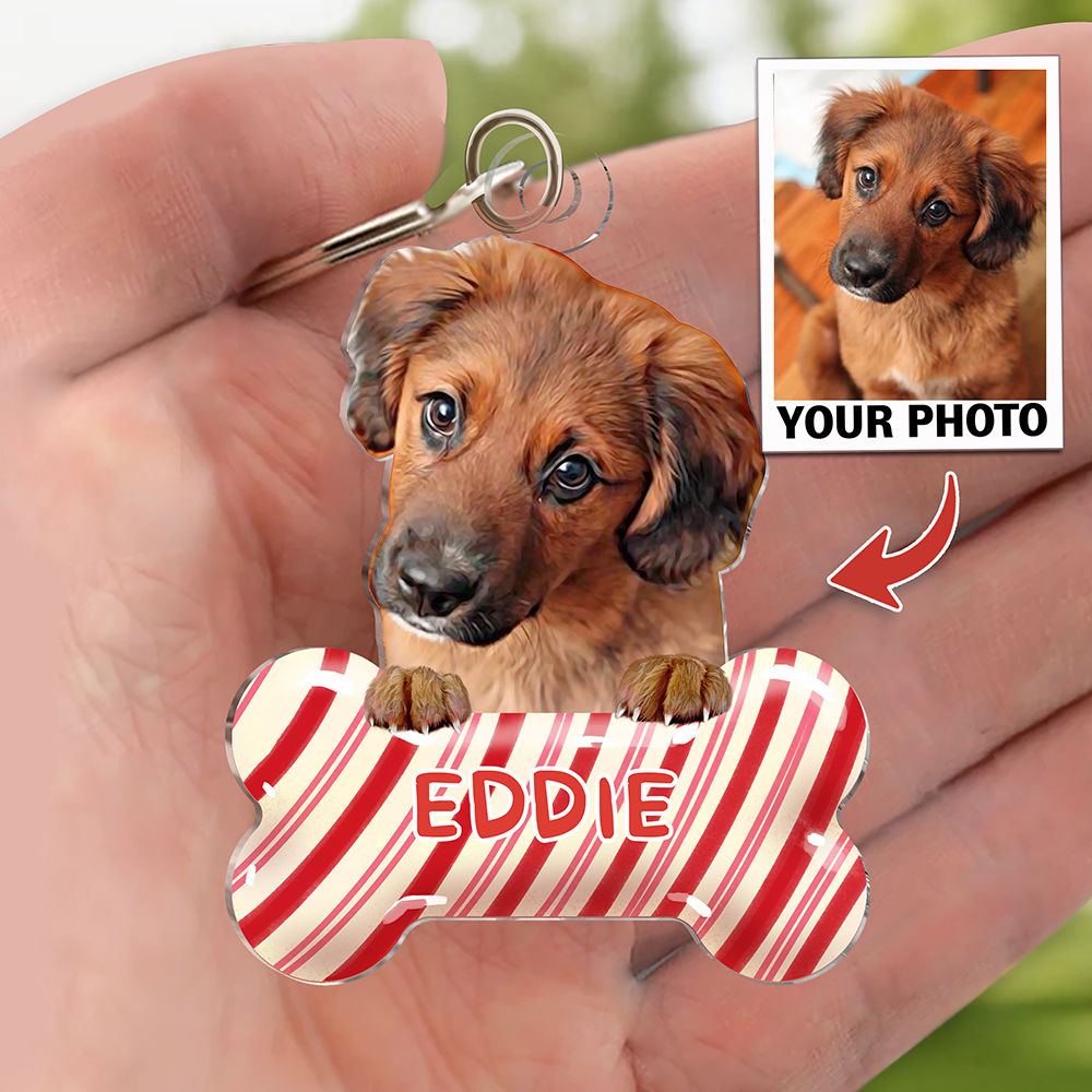 Photo Keychain - Dog Lover Gifts - Keychain Gifts - Dogs Bone Custom Ornament from Photo - Christmas Gifts_1