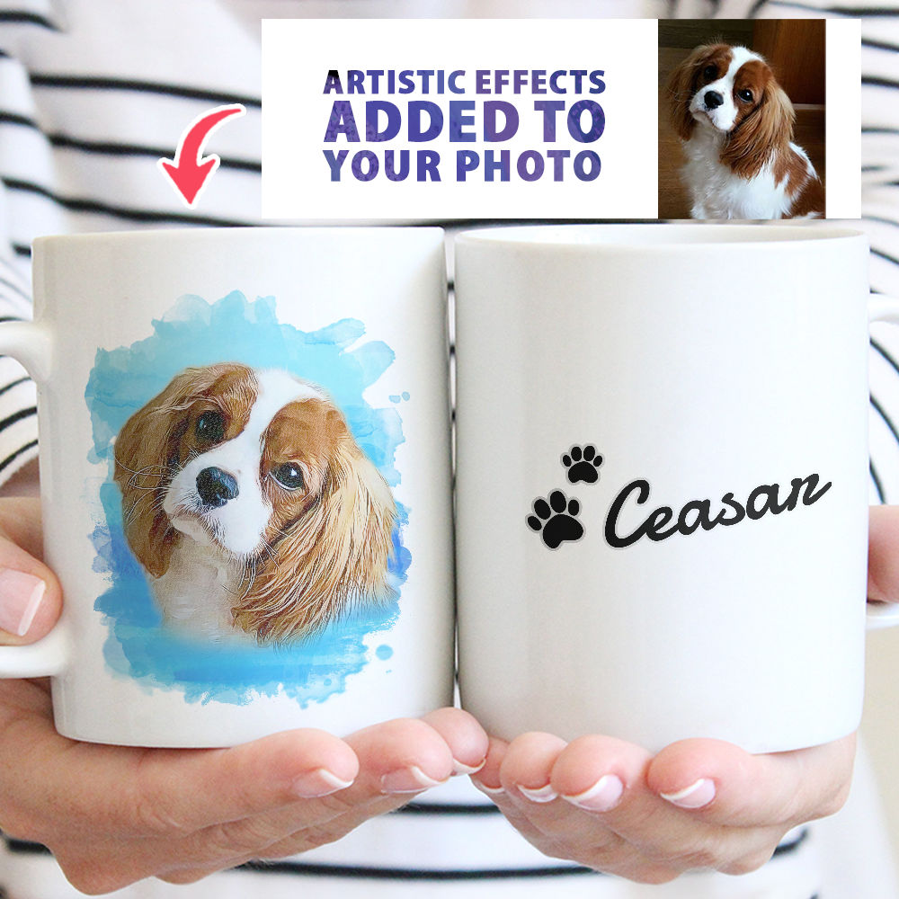 Photo Mug - Custom Mug From Your Photos - Artistic Effects Added - Watercolor Splash Background 2-1_3
