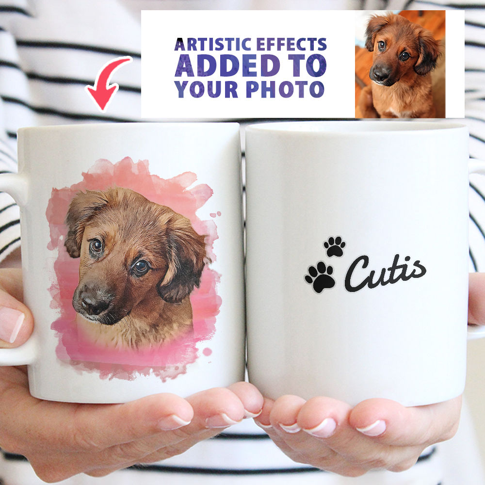 Photo Mug - Custom Mug From Your Photos - Artistic Effects Added - Watercolor Splash Background 2-1_2