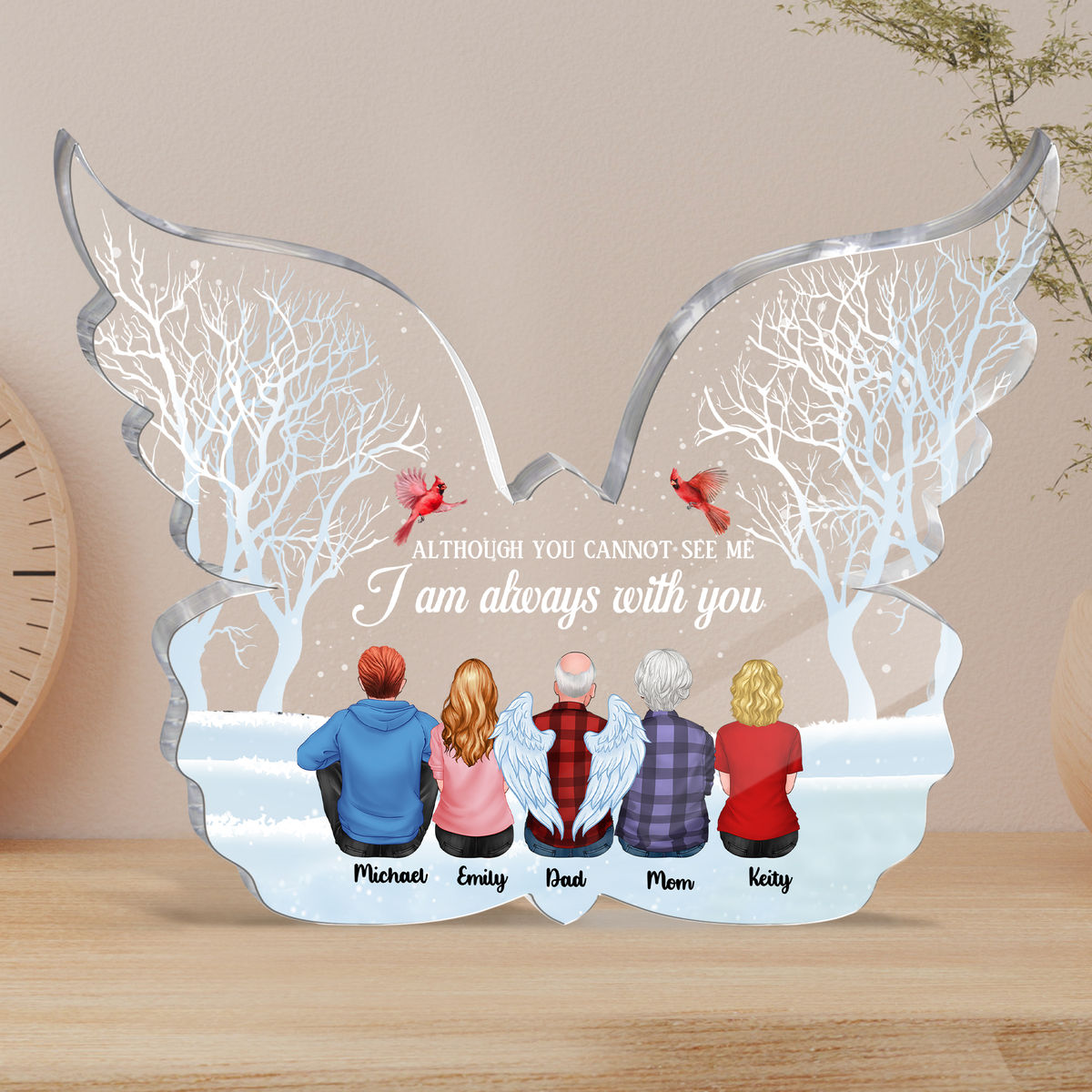 Transparent Plaque - Family Memorial - Although you cannot see me I am always with you - Memorial Gifts