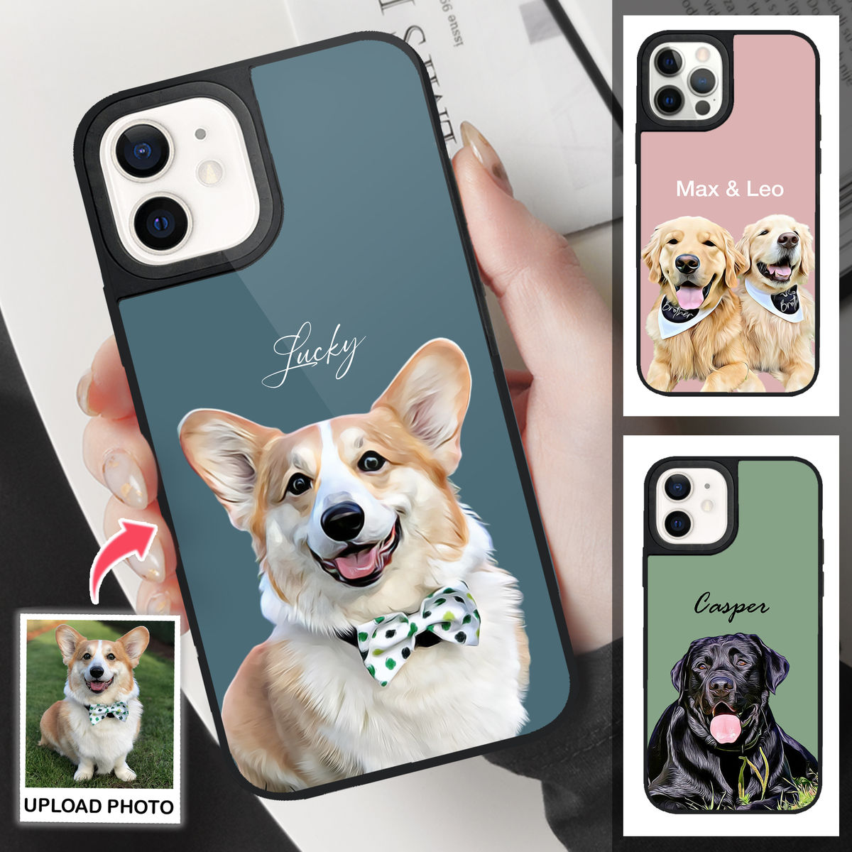 Custom Phone Case From Photo - iPhone Case - Pet Lover Gifts - Dog Portrait - Digital Oil Painting (B)