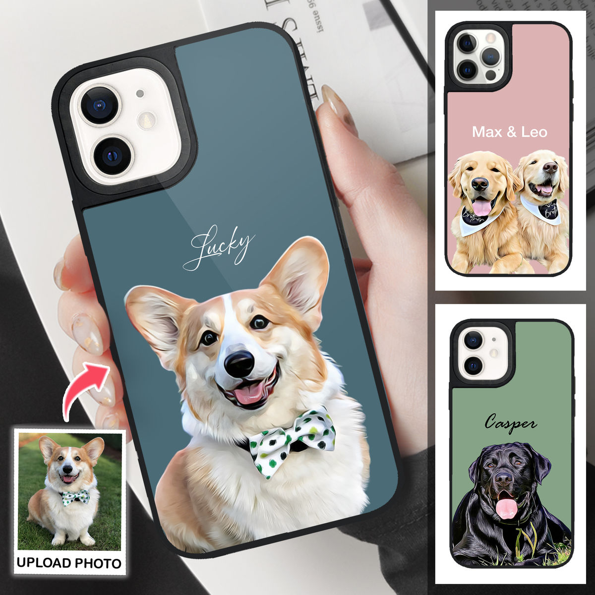 Custom Phone Case From Photo - iPhone Case - Pet Lover Gifts - Dog Portrait - Digital Oil Gradient Painting  (B)_1