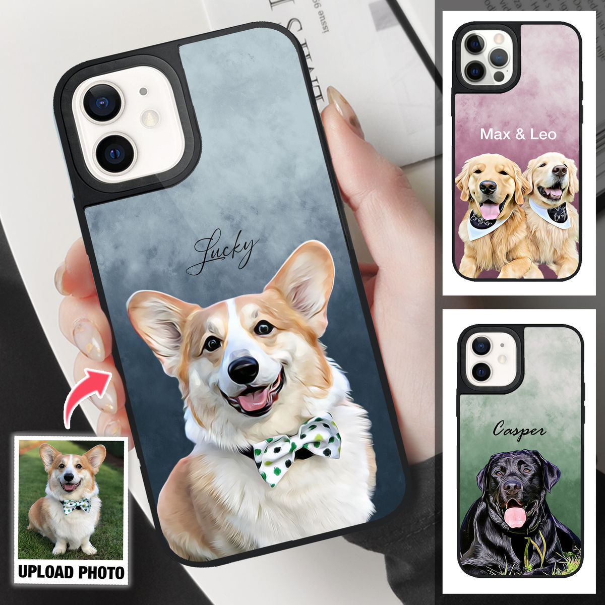 Custom Phone Case From Photo - iPhone Case - Pet Lover Gifts - Dog Portrait - Digital Oil Gradient Painting  (B)