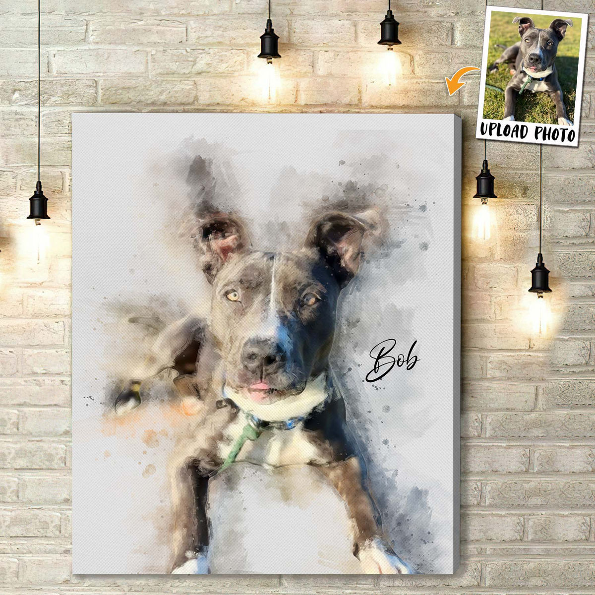 Portrait Wrapped Canvas - Fur Baby Canvas 2 - Watercolor Portrait from Photo - Couple Photo Gifts_1