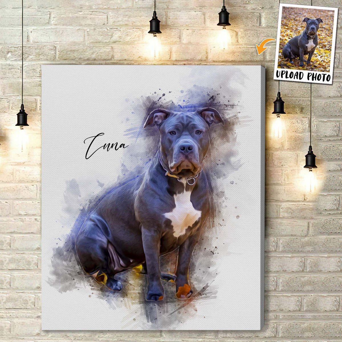 Portrait Wrapped Canvas - Fur Baby Canvas 2 - Watercolor Portrait from Photo - Couple Photo Gifts