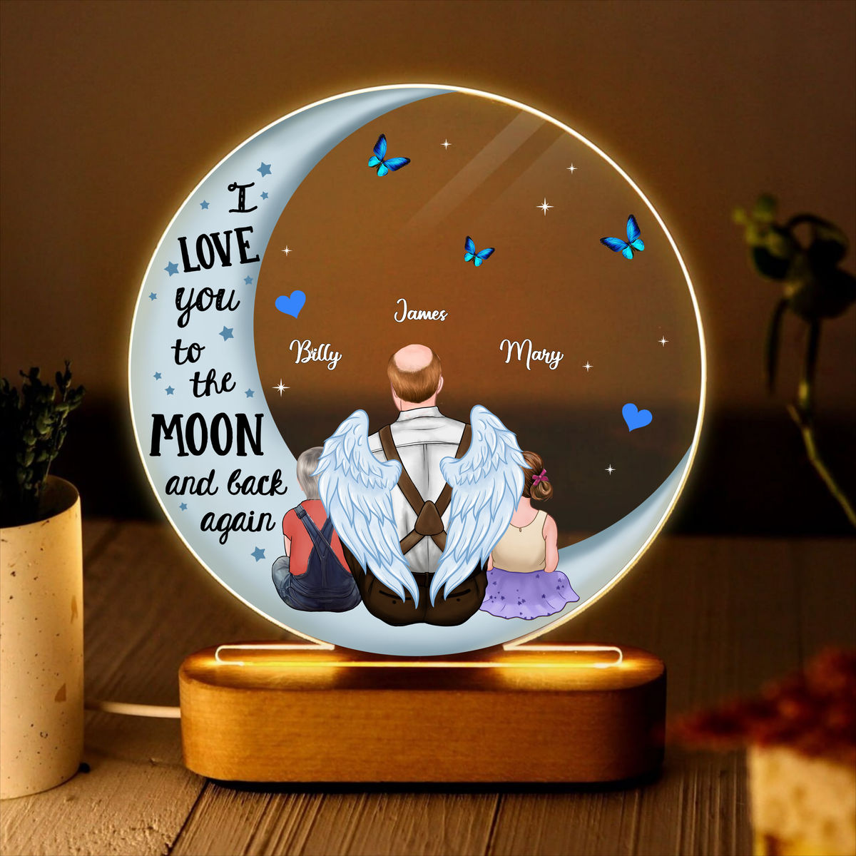 Personalized Circle Plaque LED Night Light - I love you to the moon and back again_1
