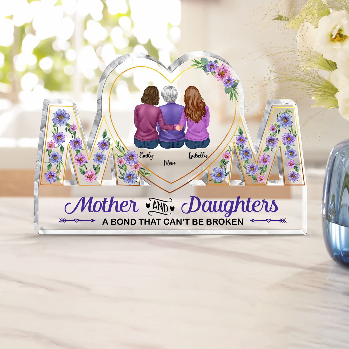 Transparent Plaque - Mother and Daughters a bond that can't be broken (23120)_2