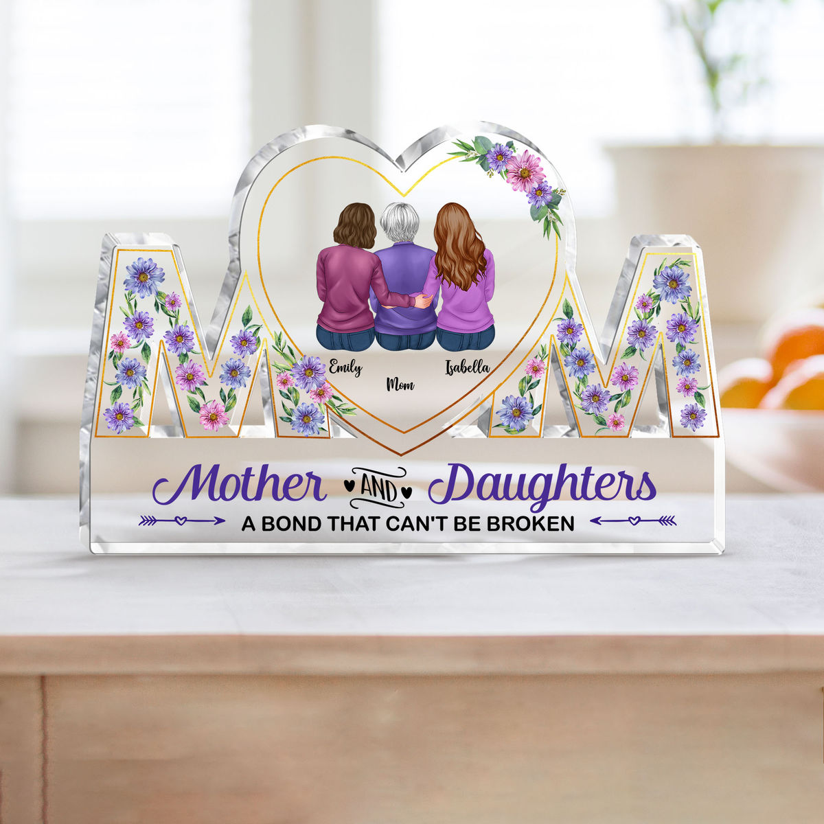 Transparent Plaque - Mother and Daughters a bond that can't be broken (23120)_1