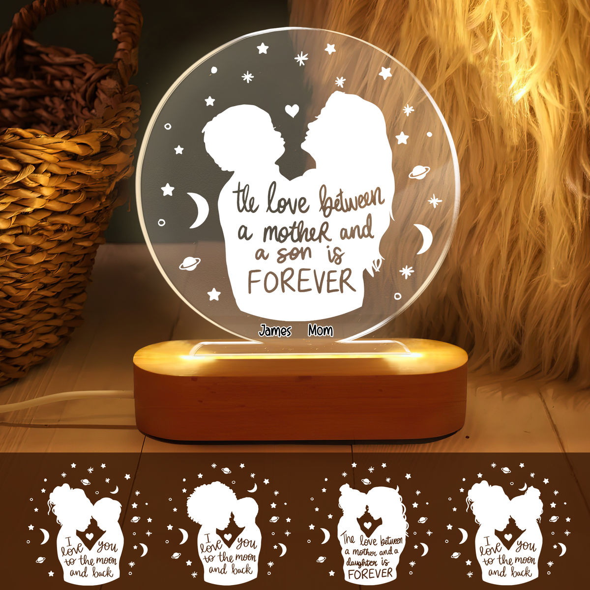 Transparent Lamp - Family - Mother and Kid - The love between a mother and a daughter is forever (23661)_1