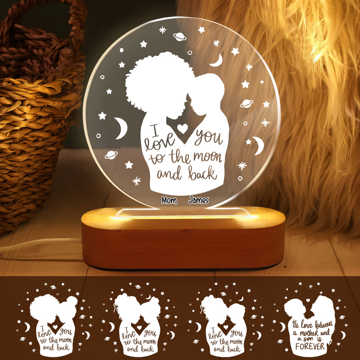 Transparent Lamp - Family - Mother and Kid - The love between a mother and a daughter is forever (23661)_3