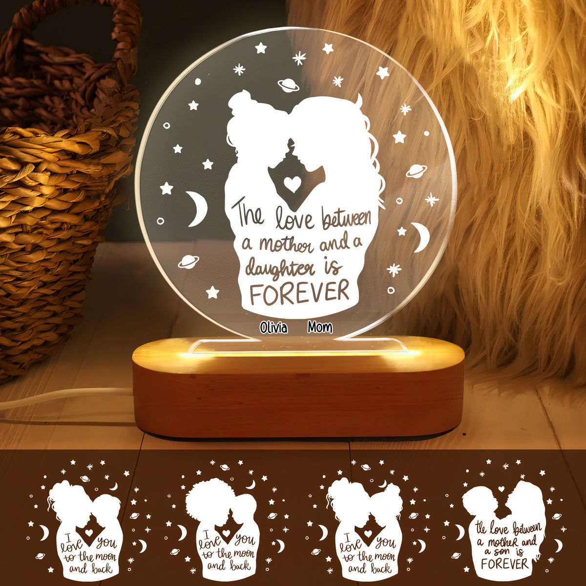 Transparent Lamp - Family - Mother and Kid - The love between a mother and a daughter is forever (23661)