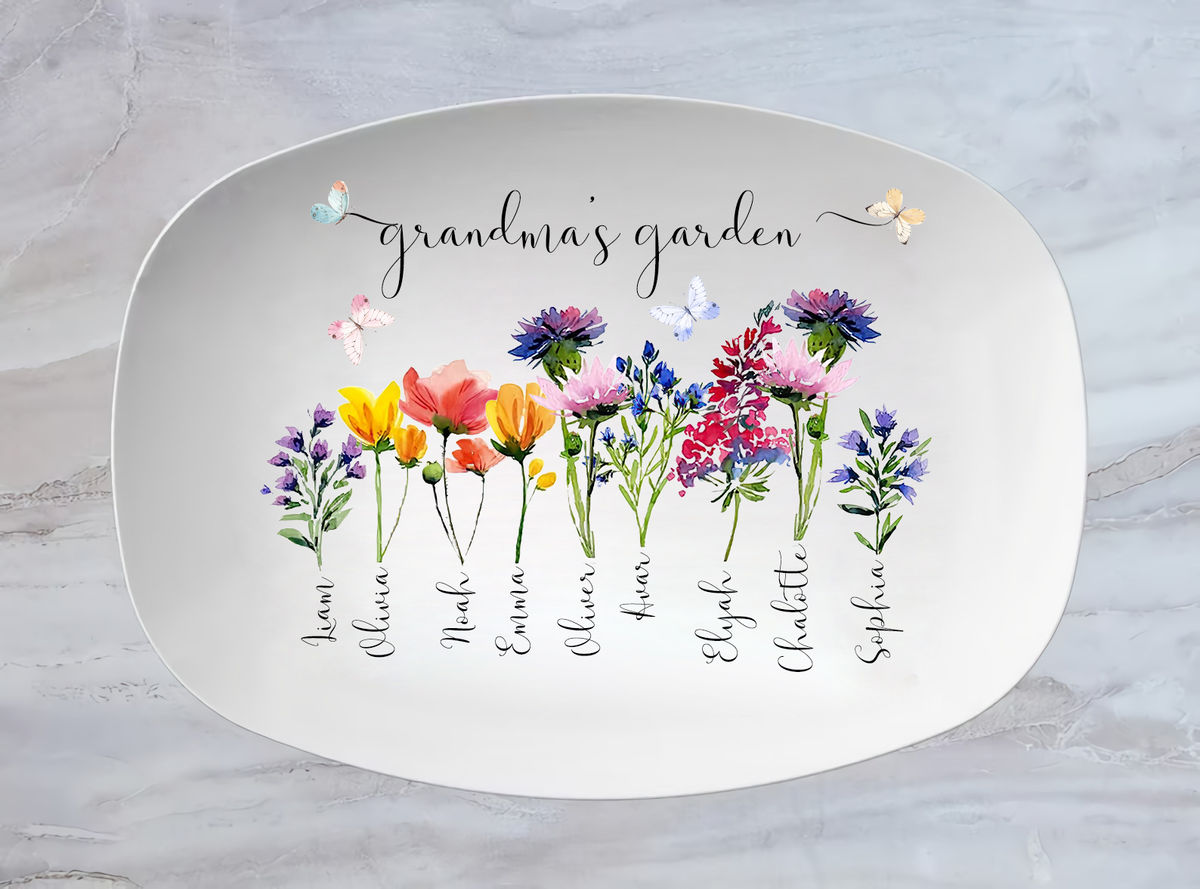 Gardeners - Custom Grandma's Garden Plate With Grandkids Names