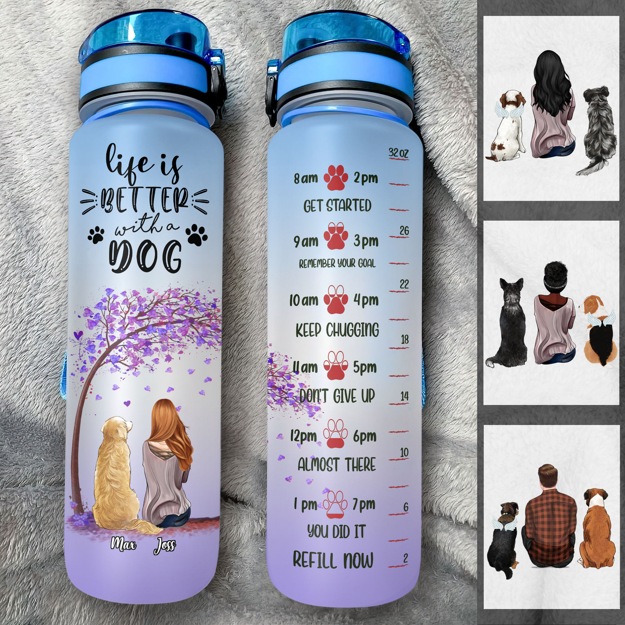 Personalized Pet Mom Sunflower Water Tracker Bottle - Gift Idea For Dog/Cat Lovers - I Love You To The Moon & Back