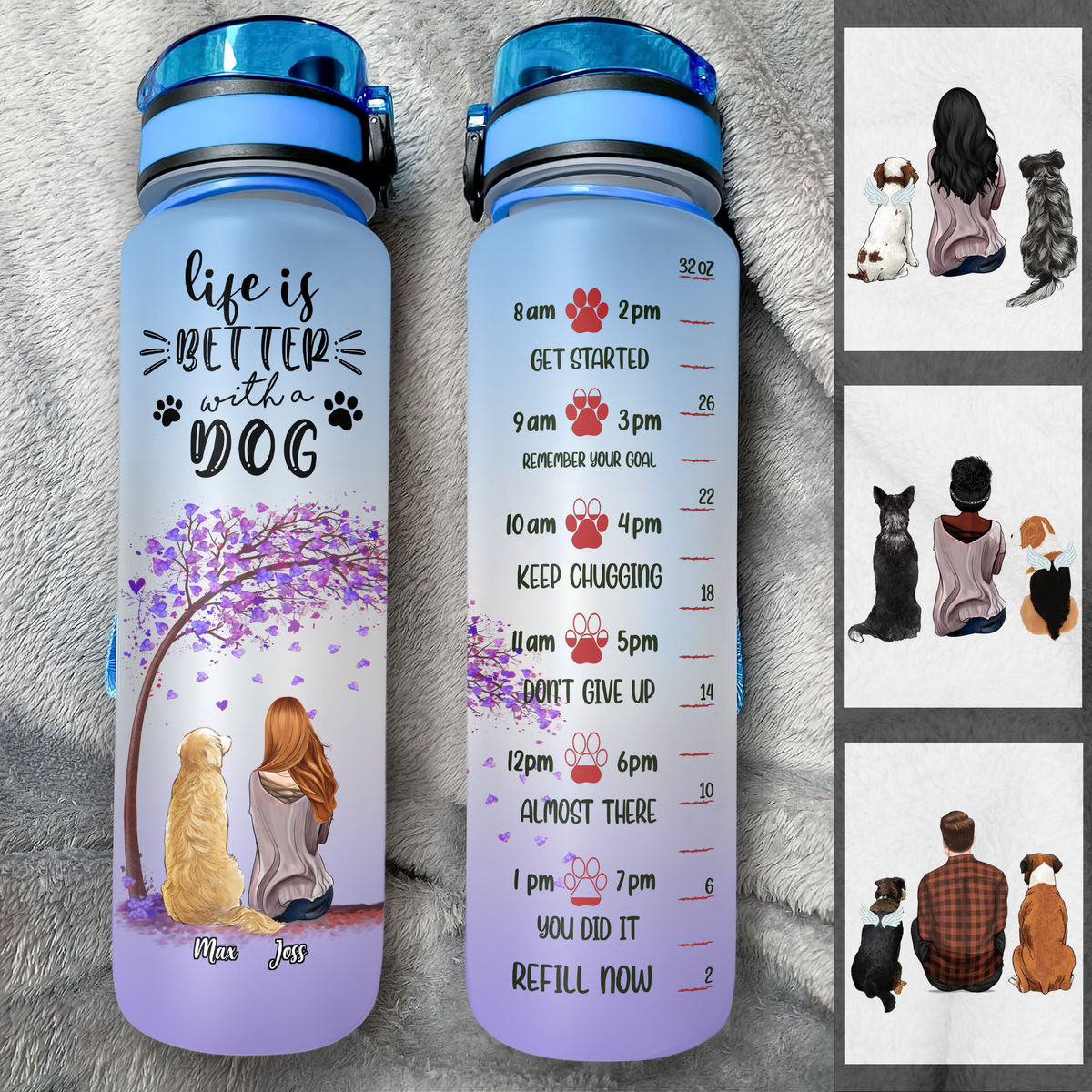 Dog Lover Water Bottle - A Girl and her Dog a Bond that Can't be broken - V1_2