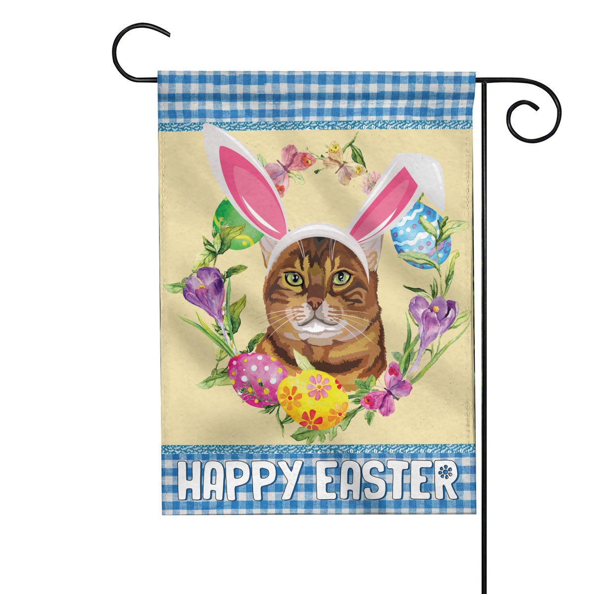 Happy Easter - Happy Easter Bengal Cat Flag Love Cat Flag Cat Easter Eggs Spring Garden Flag Holiday Home Decor Easter Welcome Flag 24503_4