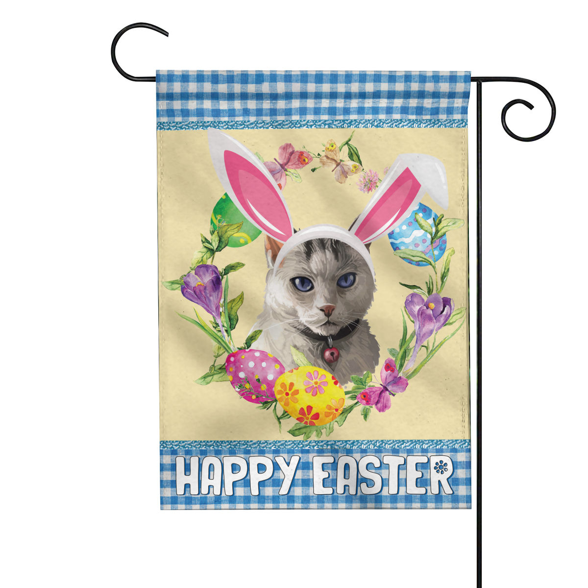 Happy Easter - Happy Easter Colorpoint Shorthair Cat Flag Colorpoint Shorthair Cat Bunny Easter Eggs Spring Garden Flag Easter Welcome Flag 24505_4
