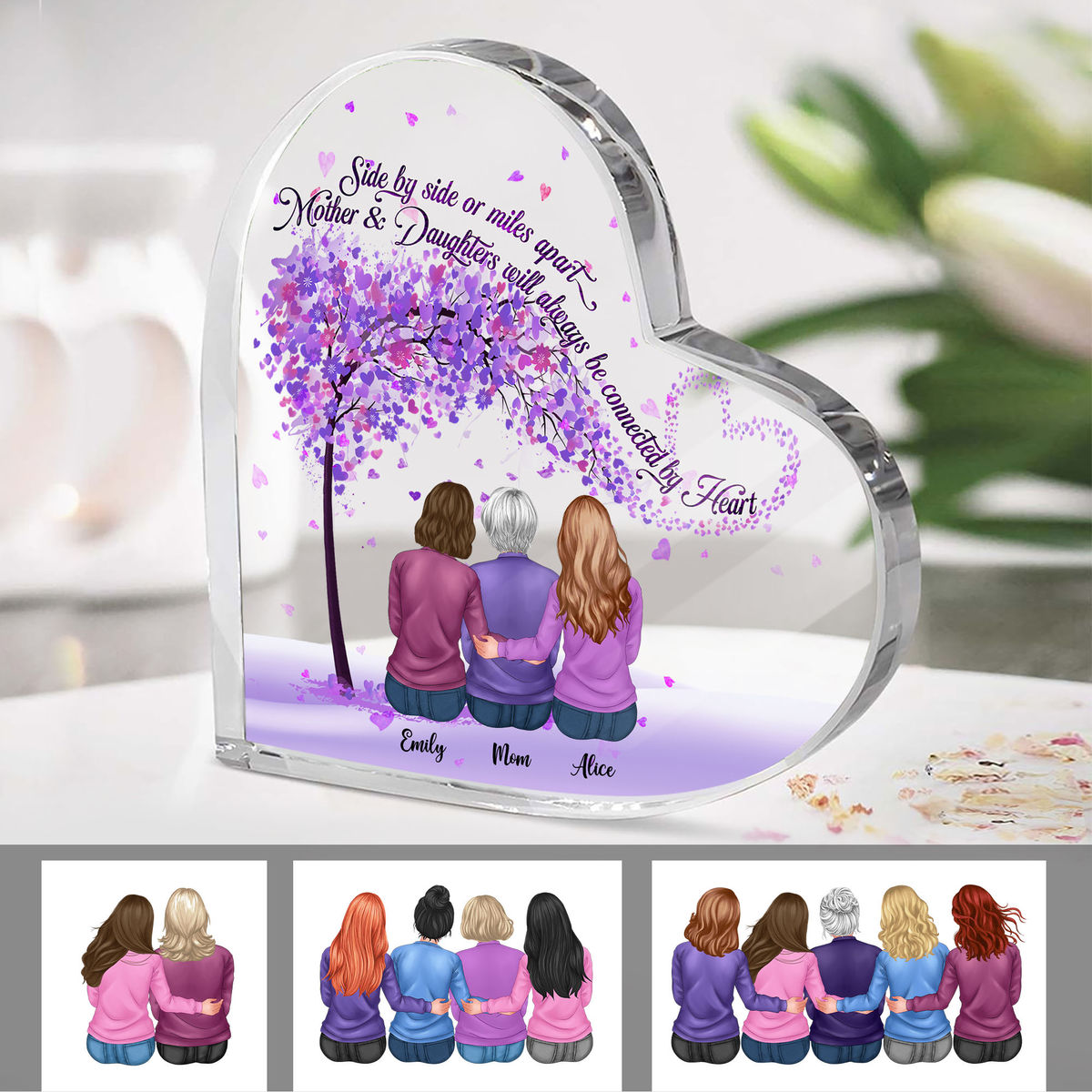 Heart Transparent Plaque - Mother and Daughters a bond that can't be broken (25084)_1