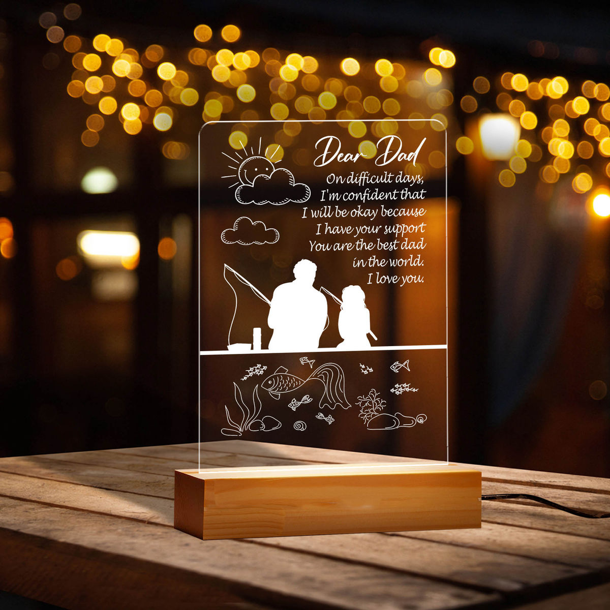 Dear Dad On Difficult Days I'm Confident That I Will Be Okay Night Light - Dad  Night Light Gifts