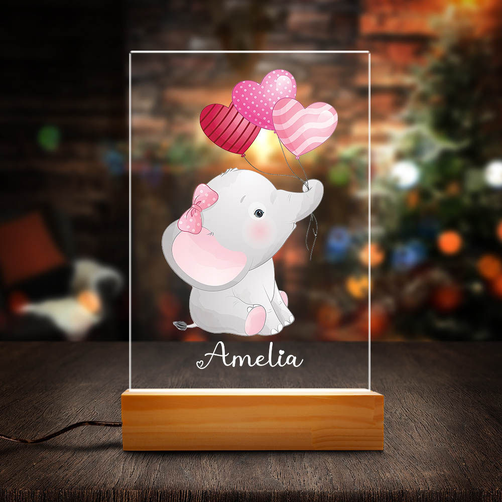 Mother's Day Gift - Custom Name Elephant With Balloon Night light For Kids Birthday Child Gift Baby Shower Gift Nursery Gift Kids Room Decor 26593_1