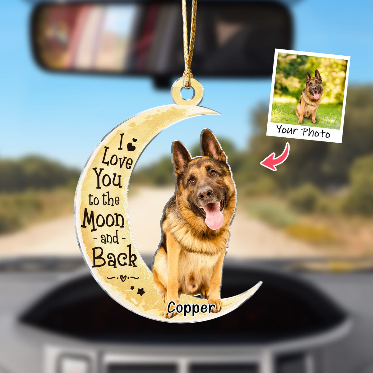 Dog Acrylic Ornament - Dog Lover Gifts -  Moon - Custom Ornament from Photo - Christmas Gifts, Custom Photo Gifts
