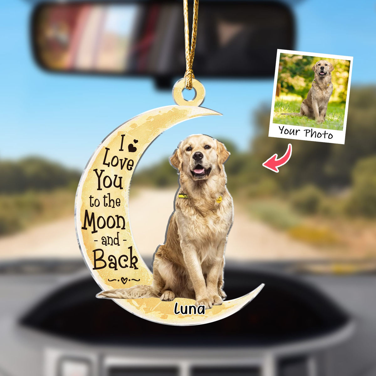 Dog Acrylic Ornament - Dog Lover Gifts -  Moon - Custom Ornament from Photo - Christmas Gifts, Custom Photo Gifts_2