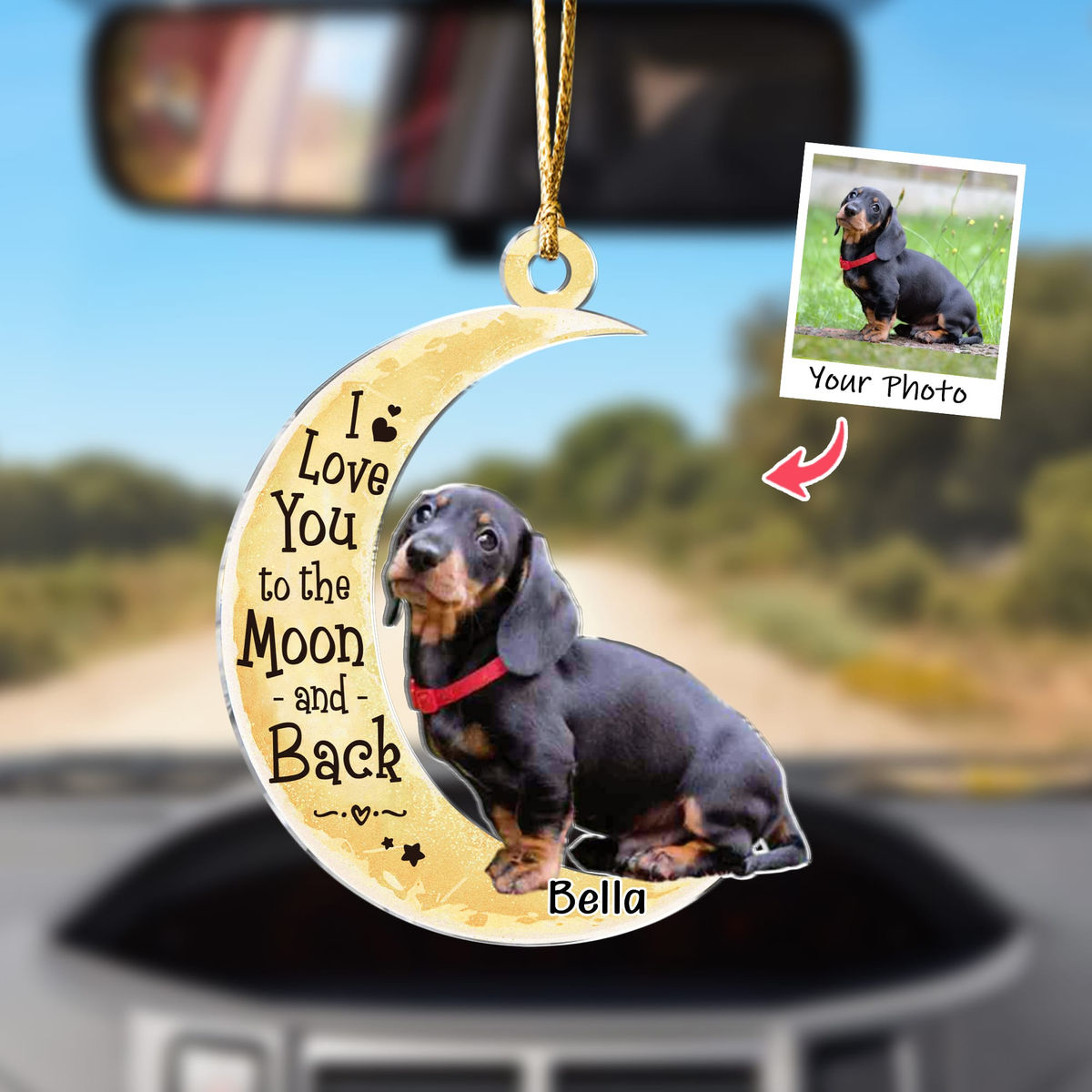 Dog Acrylic Ornament - Dog Lover Gifts - Moon - Custom Ornament from Photo - Christmas Gifts, Custom Photo Gifts