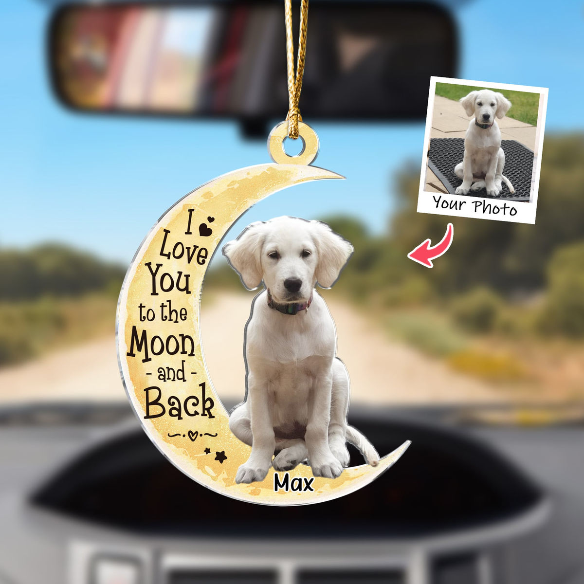 Dog Acrylic Ornament - Dog Lover Gifts -  Moon - Custom Ornament from Photo - Photo Ornament, Christmas Gifts_3