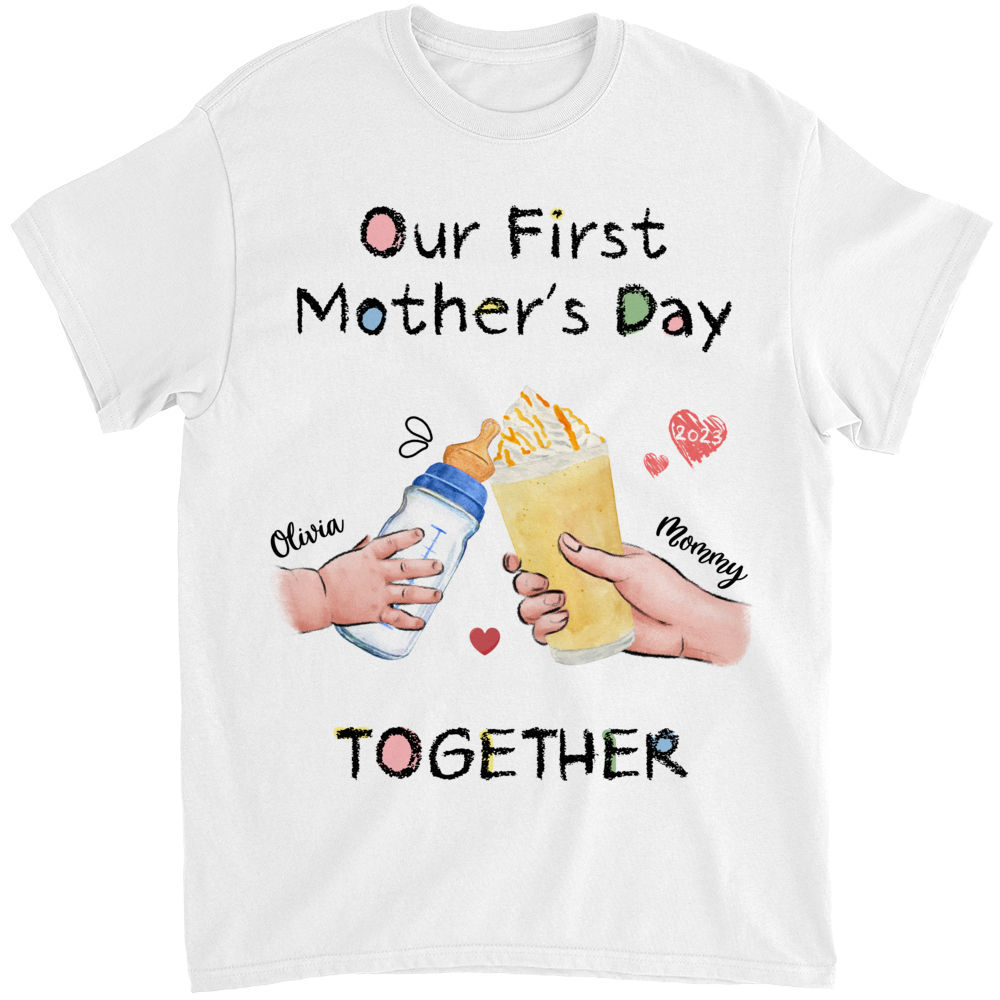 First Mother's Day - Our First Mother's Day Matching Outfit (Onesie and TShirt Set) - Wine n Milk_4