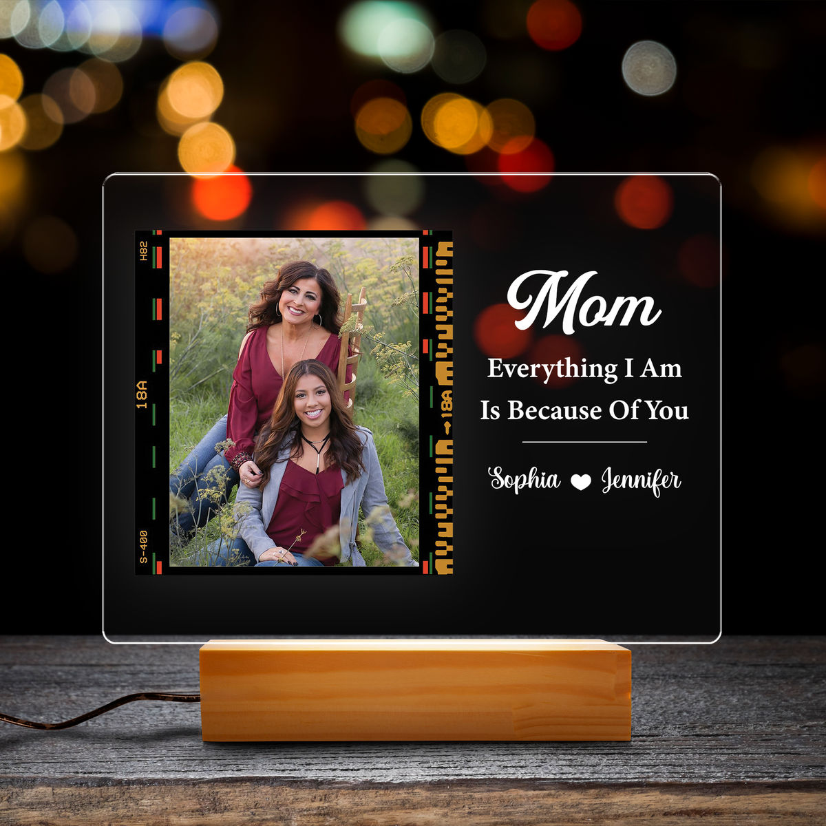 Mother's Day 2023 - Personalized Mom Everything I Am Is Because Of You Night Light Mother's Day Gift Mommy Birthday Gift Mother-in-law Gift Stepmom Bonus Mom Gift