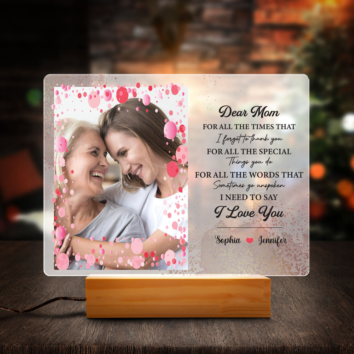 Mother's Day 2023 - Personalized Dear Mom I Love You Night Light Mother's Day Gift Mommy Birthday Gift Mother-in-law Gift Stepmom Bonus Mom Gift